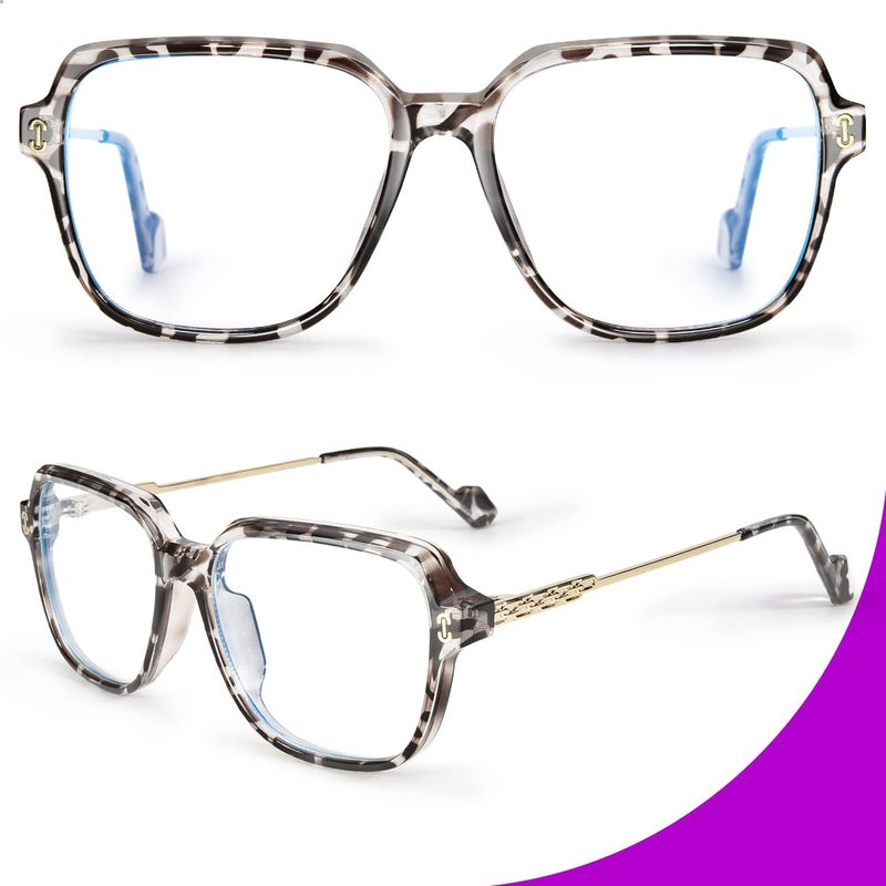 VISOONE Oversized Blue Light Blocking Glasses with Chic Square TR90 Frame and Metal Temple for Women Men REMY - Image 5